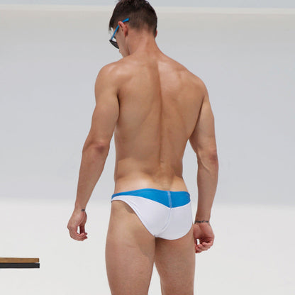Men's Triangle Color Matching Low Waist Swimming Trunks