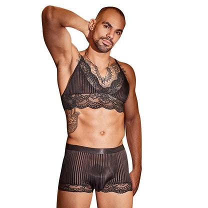 New Men's Lace Top See-through Striped Underpants